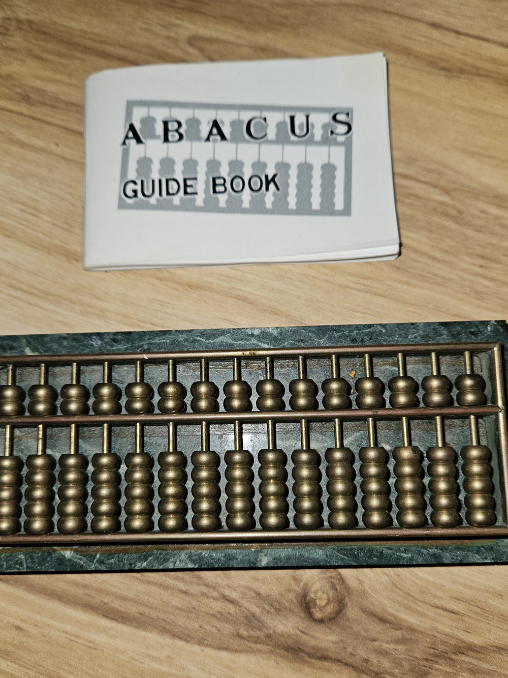Vintage-Style Brass And Green Marble Abacus.